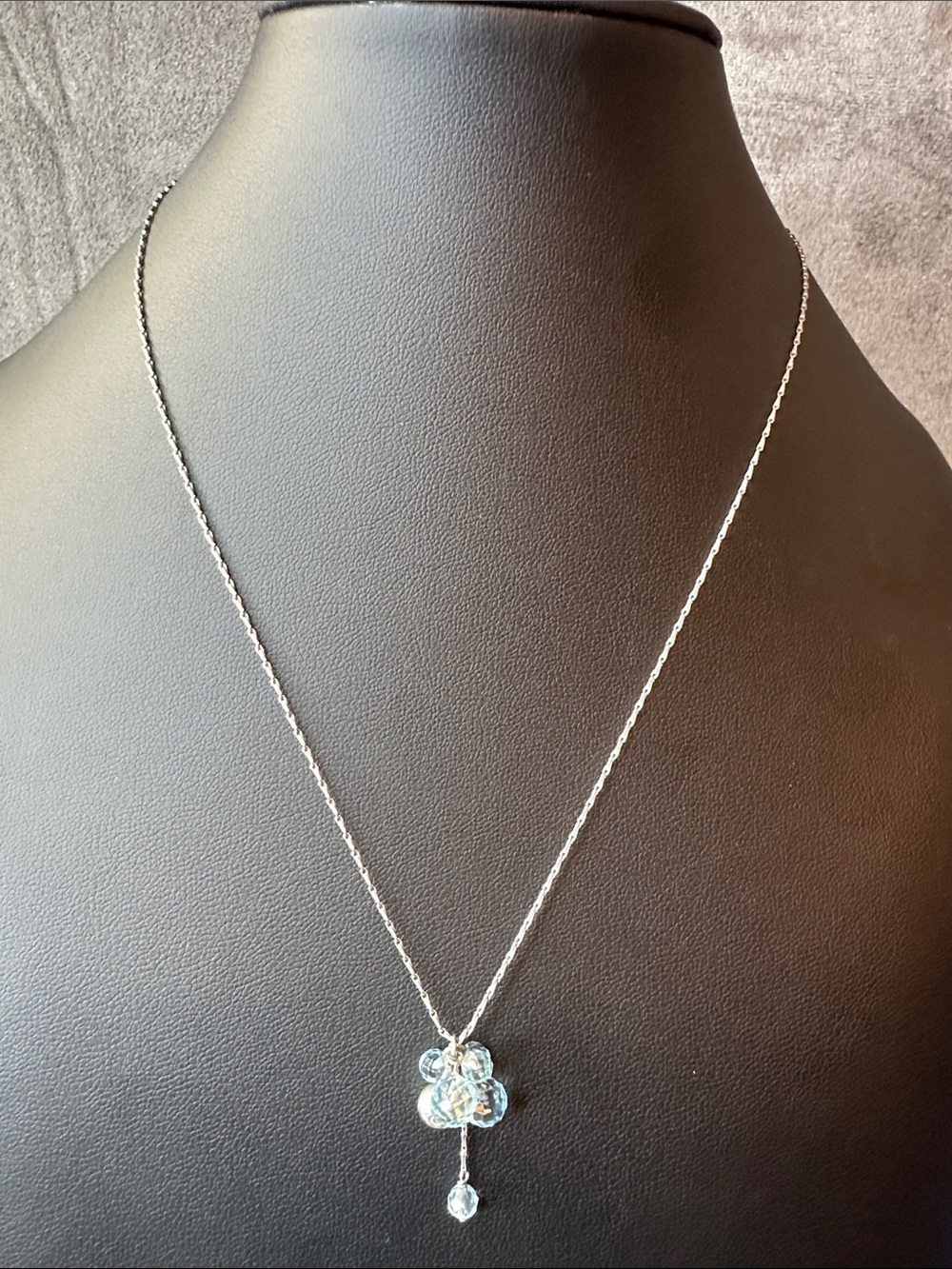 Sterling Silver Crystal Flower Drop Pendant Necklace - White/Silver